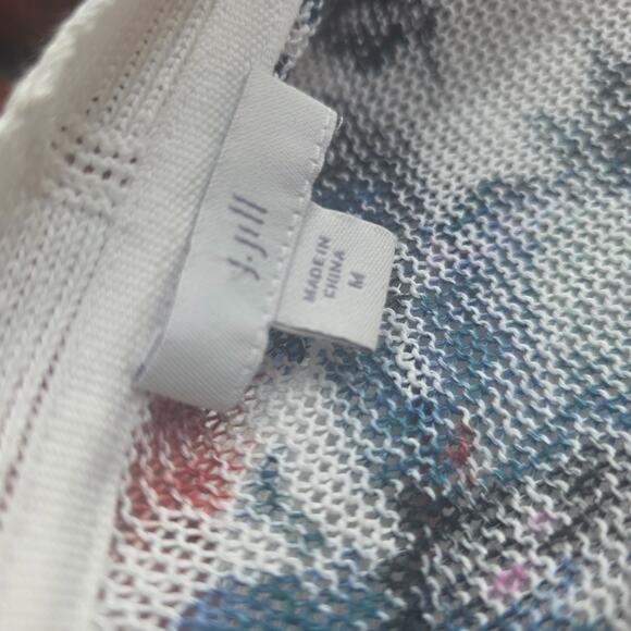 J. Jill Women's Linen Blend Floral Long Cardigan Sweater Open Front 3/4 Sleeve M - Picture 6 of 7